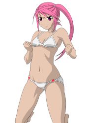  absurdres angry benitsubasa bikini clenched_hand flat_chest highres long_hair navel pink_hair purple_eyes sekirei side_ponytail swimsuit  rating:Questionable score:12 user:teosama