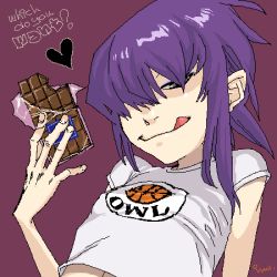  1girl :p :q basketball candy chocolate covered_erect_nipples eyeshadow flat_chest food gorillaz grey_eyes heart licking loli looking_at_viewer lowres makeup noodle_(gorillaz) oekaki short_hair simple_background smile solo tomboy tongue tongue_out  rating:Questionable score:49 user:samrayiii