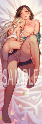 2girls :d absurdres age_difference anus ass bare_shoulders barefoot bed_sheet blonde_hair blue_eyes blush bottomless breasts brown_eyes brown_hair clothes_lift collarbone dakimakura_(medium) dress dress_lift earrings female_masturbation fingering full_body highres jewelry large_breasts loli long_hair looking_at_viewer looking_back lying lying_on_person masturbation muk_(monsieur) multiple_girls nina_(tiny_evil) nipples off_shoulder on_back onee-loli open_mouth parted_lips petals pussy_juice saliva saliva_trail sample_watermark short_dress short_hair smile socks tiny_evil watermark white_dress white_legwear yuri rating:Explicit score:779 user:danbooru