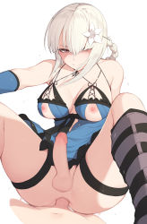 1boy anal braid breasts brown_eyes censored closed_mouth erection flower futa_with_male futanari hair_flower hair_ornament highres kaine_(nier) large_breasts lingerie long_hair looking_at_viewer male_on_futa male_penetrated md5_mismatch mosaic_censoring negligee newhalf newhalf_with_male nier nier_(series) nipples penis pepper0 resolution_mismatch sex simple_background solo_focus source_larger testicles third-party_edit underwear white_background rating:Explicit score:370 user:danbooru