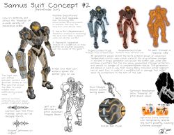  0mni42 1girl alternate_costume alternate_design arm_cannon armor assault_visor black_armor blue_light character_sheet commentary concept_art dated diagram english_commentary english_text glowing_lines grey_armor headlamp highres lineart metroid missile morph_ball multicolored_armor multiple_views nintendo orange_light power_armor power_suit power_suit_(metroid) red_light samus_aran science_fiction signature solo temperature weapon white_armor white_background 