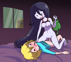 1boy 1girl adventure_time age_difference backpack bag barefoot bed black_hair blonde_hair blush breasts censored closed_eyes clothes_lift colored_skin cowgirl_position dog fangs femdom finn_the_human girl_on_top grey_skin hetero indoors interspecies jake jake_the_dog long_hair marceline_abadeer navel nipples no_nose nollety peeking penis sex shirt_lift short_hair shota straddling uncensored vaginal vampire voyeurism window rating:Explicit score:188 user:Rikko-43