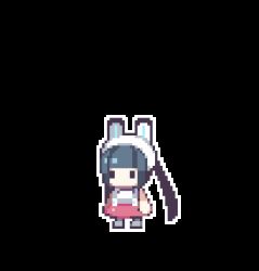  1girl animal_ears animated animated_gif artist_request black_hair rabbit_ears jumping lena_(tapsonic_top) lowres neowiz official_art pixel_art tapsonic_top transparent_background twintails 