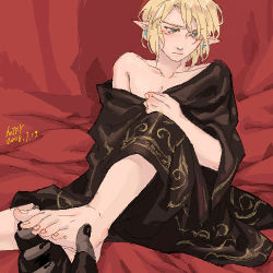 barefoot blonde_hair blush bottomless feet link lowres mtfy_(artist) nintendo pointy_ears the_legend_of_zelda topless yaoi rating:Questionable score:18 user:yaoilover