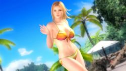  1girl 3d bikini blonde_hair blue_eyes breasts dead_or_alive dead_or_alive_5 large_breasts official_art official_wallpaper solo swimsuit tecmo tina_armstrong wallpaper  rating:Sensitive score:14 user:Tairon