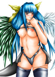  arc_system_works blue_hair blush breasts dizzy_(guilty_gear) guilty_gear long_hair looking_at_viewer masa_ani nipples red_eyes ribbon tagme tail wings  rating:Questionable score:14 user:diz