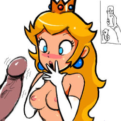  1boy 1girl :o artist_request blonde_hair blue_eyes blush breasts controller crown earrings elbow_gloves game_controller gameplay_mechanics gloves inset jewelry large_breasts large_penis lipstick lowres makeup mario_(series) medium_breasts motion_lines nintendo nipples penis penis_awe princess princess_peach simple_background small_areolae small_nipples super_mario_bros._1 surprised uncensored veins veiny_penis white_background white_gloves wii_remote  rating:Explicit score:49 user:Furio