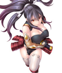 00s 1girl bare_shoulders black_hair breasts cleavage covered_erect_nipples female_focus highres large_breasts leaning_forward light_smile lilith-soft long_hair looking_at_viewer nobushito_kuro ponytail red_eyes simple_background solo sword taimanin_(series) taimanin_asagi taimanin_asagi_kessen_arena weapon white_background yamato_eri rating:Sensitive score:22 user:fakyuh