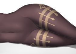 1girl bodystocking cameltoe cleft_of_venus close-up covered_navel ganyu_(genshin_impact) genshin_impact highres lying on_side simple_background skin_tight solo stomach thighs white_background z282g rating:Questionable score:430 user:danbooru