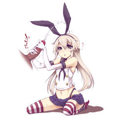 1girl bad_id bad_pixiv_id blush cum ejaculation gloved_handjob gloves grey_eyes groin hair_ornament hair_ribbon handjob heart heart-shaped_pupils highres kantai_collection navel oohira_sunset open_mouth penis ribbon shimakaze_(kancolle) simple_background skirt solo solo_focus striped_clothes striped_thighhighs sweat symbol-shaped_pupils thighhighs two-handed_handjob uncensored white_background white_hair rating:Explicit score:34 user:danbooru