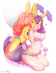 2girls arthropod_girl bad_id bad_pixiv_id born-to-die breasts deep_skin fur grabbing grabbing_from_behind heart highres large_breasts licking licking_another&#039;s_face looking_at_another monster_girl multiple_girls open_mouth original purple_hair red_eyes red_hair seiza simple_background sitting straddling yuri rating:Questionable score:72 user:danbooru