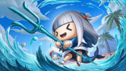  &gt;_&lt; 3d 4girls :d beach bike_shorts bloop_(gawr_gura) blue_hair blue_hoodie blunt_bangs chibi chibi_only closed_eyes commentary english_commentary fins fish_tail gawr_gura gawr_gura_(1st_costume) grey_hair highres holding holding_trident holding_weapon hololive hololive_english holomyth hood hoodie klon long_hair long_sleeves mori_calliope multicolored_hair multiple_girls no_pants ocean open_mouth polearm shark_girl shark_tail sharp_teeth shoes sleeves_past_wrists smile smol_ame smol_calli smol_gura smol_kiara sneakers solo_focus streaked_hair tail takanashi_kiara teeth trident two_side_up virtual_youtuber walfie_(style) watson_amelia weapon white_footwear xd 