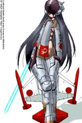  1girl aircraft airplane black_hair character_name energy_sword f-104 jet long_hair mecha_musume military oekaki original personification red_eyes simple_background solo sword very_long_hair weapon white_background yonezuka_ryou 