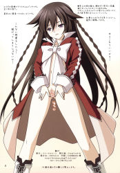  00s alice_(pandora_hearts) black_hair blush boots bottomless bow braid flat_chest highres navel no_panties pandora_hearts purple_eyes pussy spread_pussy translation_request twin_braids  rating:Explicit score:6 user:themarblefadefox