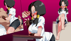  1boy 1girl ass bar_censor barefoot bike_shorts black_hair blue_eyes blush breasts buttjob buttjob_over_clothes censored clothed_female_nude_male crossed_legs dragon_ball dragonball_z erection feet fingerless_gloves gloves gradient_background large_breasts legs long_hair looking_at_another looking_at_viewer lying multiple_views naughty_face nipple_stimulation nipple_tweak nude open_mouth penis rom_(20) shirt simple_background sitting sitting_on_person smile thighs toes twintails videl white_shirt  rating:Explicit score:113 user:Ynyswydryn