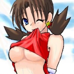  1girl breasts creatures_(company) game_freak kris_(pokemon) lowres nintendo no_bra pokemon solo  rating:Questionable score:19 user:cibercat