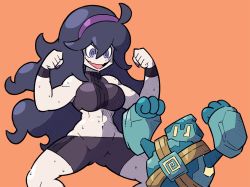  10s 1girl @_@ abs alternate_breast_size bad_id bad_pixiv_id bike_shorts black_hair black_shorts breasts creatures_(company) female_focus flexing game_freak gen_5_pokemon golett hairband hex_maniac_(pokemon) large_breasts long_hair midriff muscular muscular_female nintendo npc_trainer open_mouth pale_skin pokemon pokemon_(creature) pokemon_oras pokemon_xy purple_eyes shenanimation short_shorts shorts smile spandex sports_bra strapless sweat tank_top tube_top very_long_hair wavy_mouth wristband  rating:Questionable score:67 user:johnnyfunny