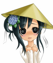  1girl @_@ alice_soft blush bokunoryuugi conical_straw_hat daiteikoku femu_beko flower hat solo tears vietnamese_dress  rating:Sensitive score:4 user:jerooff