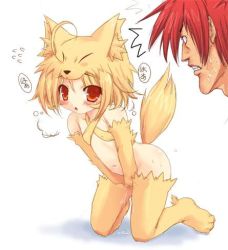  ^_^ ahoge animal_ears blonde_hair blush closed_eyes costume fox_ears gloves loli lowres masturbation moonlight_flower pussy_juice ragnarok_online red_eyes red_hair short_hair sweat tail thighhighs wet  rating:Explicit score:9 user:Anonymous