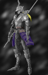  1boy armor blonde_hair demon&#039;s_souls from_software full_armor gackt-c helmet knight male_focus penetrator_(demon&#039;s_souls) solo sword weapon 