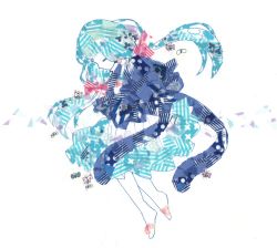  1girl aqua_hair barefoot bow bug butterfly closed_eyes female_focus hair_bow hatsune_miku highres bug kurua long_hair low_twintails skirt solo twintails very_long_hair vocaloid white_background 