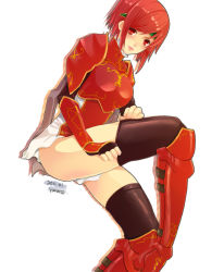 10s 1girl 2011 armor bad_id bad_pixiv_id fingerless_gloves fire_emblem fire_emblem:_mystery_of_the_emblem gloves headband lipstick makeup minerva_(fire_emblem) nintendo panties red_armor red_eyes red_hair short_hair simple_background solo thighhighs underwear white_background yunako_(artist) 