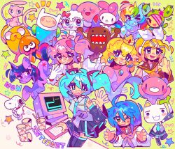  &gt;_&lt; +++ ._. 6+boys 6+girls :3 adventure_time ahoge animal_ears aqua_eyes aqua_hair aqua_necktie aqua_trim arm_tattoo arm_up arms_up bear black_skirt black_sleeves blonde_hair blue_eyes blue_fur blue_hair blue_shirt blush_stickers bow bright_pupils brown_fur brown_sailor_collar cactus_costume cat chibi choker claw_pose claws collar collared_shirt colored_skin commentary cosplay creatures_(company) crossover crown cutie_mark detached_sleeves dog doko_demo_issho domo-kun dress earrings emoticon english_text finn_the_human food game_freak gen_1_pokemon gloomy_bear gloves green_background green_eyes grey_shirt hair_bow hair_ornament hair_over_one_eye hairclip hand_up hatsune_miku hatsune_miku_(cosplay) headset highres holding holding_food holding_spring_onion holding_vegetable hood inkling inoue_toro izumi_konata jack0ran jake_the_dog jewelry kagamine_rin kaname_madoka keyboard_(computer) kirby kirby_(series) lamb leg_up legendary_pokemon littlest_pet_shop long_hair long_sleeves looking_at_viewer lower_teeth_only lucky_star mahou_shoujo_madoka_magica mario_(series) mew_(pokemon) miniskirt monitor multicolored_hair multiple_boys multiple_crossover multiple_girls my_little_pony my_little_pony:_friendship_is_magic my_melody mythical_pokemon neckerchief necktie nhk_(broadcaster) nintendo nissin_cup_noodle no_mouth o_o one_eye_closed open_mouth orange_fur peanuts_(comic) pegasus pink_bow pink_choker pink_dress pink_eyes pink_fur pink_hair pink_hood pink_neckerchief pink_sailor_collar pink_skin pokemon pokemon_(creature) polka_dot polka_dot_background princess_peach puffy_short_sleeves puffy_sleeves purple_eyes purple_fur rabbit_ears rainbow_dash rainbow_hair red_collar red_eyes red_footwear ryouou_school_uniform sailor_collar sandy_(tokidoki) sanrio scary_maze_game school_uniform sharp_teeth sheep shirt short_hair short_sleeves short_twintails sidelocks skirt sleeveless sleeveless_shirt smile snoopy solid_circle_eyes solid_oval_eyes soul_gem sphere_earrings splatoon_(series) spring_onion squid star_(symbol) star_hair_ornament star_in_eye streaked_hair symbol_in_eye tail tattoo teeth thighhighs tokidoki_(company) twilight_sparkle twintails twitter_username unicorn vegetable vocaloid waving white_bow white_fur white_gloves white_shirt white_sleeves yellow_neckerchief yellow_trim zettai_ryouiki 