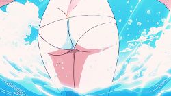  1girl animated animated_gif ass ass_focus bikini blonde_hair blue_sky bouncing_breasts breasts cleavage cloud earrings fairy_tail female_focus flower flower_(symbol) jewelry large_breasts lens_flare lowres lucy_heartfilia open_mouth sky smile solo splashing swimsuit water watermark wet white_bikini  rating:Questionable score:78 user:Dannywhitesmith