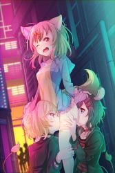 3girls absurdres alley anilingus animal_ears black_hair blonde_hair blush brown_hair cat_ears cat_tail choker collar cunnilingus earrings fennery_(show_by_rock!!) fff_threesome fox_ears fox_girl fox_tail gesoten_oec group_sex hand_on_another&#039;s_head happy highres jewelry lion_ears lion_girl lion_tail laina_(show_by_rock!!) multiple_girls night one_eye_closed oral public_indecency pussy_juice ring short_hair show_by_rock!! smile spiked_collar spikes tail thighhighs threesome yuri zebra_girl zebrina_(show_by_rock!!) rating:Explicit score:247 user:GL69