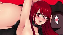  1girl animated atlus breasts corruption cum cum_in_pussy cumdrip glasses gloves harulunava heart heart-shaped_pupils highres large_breasts long_hair nipples persona persona_5 pumping purple_eyes red_hair revolverwing revolverwingstudios sega solo sound symbol-shaped_pupils tagme thick_thighs thighs uncensored unusual_pupils video yoshizawa_kasumi 