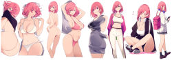 1girl armpits arms_up ass backpack bag bikini bottomless bra breasts cleavage clothes_lift crossed_legs dress half-closed_eyes handbag headphones headphones_around_neck highres jewelry large_breasts looking_back medium_hair midriff mikoto_akemi multiple_views musical_note navel necklace no_bra nude open_mouth original panties pants pink_bikini pink_bra pink_hair pink_panties pleated_skirt school_uniform shoes shorts skirt smile sneakers sports_bra strap_gap swimsuit thighs top-down_bottom-up underwear underwear_only white_bra white_panties yoga_pants rating:Questionable score:60 user:danbooru