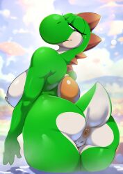  1girl 2023 absurdres furry anus ashraely ass ass_focus backboob breasts breasts_out bright_background cleft_of_venus colored_skin curvy dinosaur eyebrows eyelashes female_focus furry furry_female green_skin half-closed_eyes highres huge_ass looking_at_viewer looking_back mario_(series) multicolored_skin nintendo nipples nude purple_eyes pussy pussy_juice scalie_girl sideboob solo solo_focus spikes sweat sweatdrop tail thick_thighs thighs two-tone_skin water white_skin wide_hips yoshi  rating:Questionable score:14 user:Yuiiiuii@gmail.com