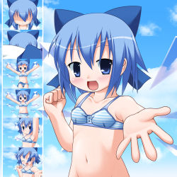  blue_eyes blue_hair cirno fairy ice ice_wings kanna_hisashi navel smile source_request swimsuit touhou wings  rating:Sensitive score:8 user:The_Major