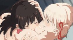  2girls animated ass black_hair blonde_hair blush breast_smother breasts breathing butt_crack cleavage closed_eyes covered_erect_nipples face_to_breasts grabbing grabbing_another&#039;s_breast hair_ribbon hand_on_another&#039;s_head headpat heart_pasties inoue_takina large_breasts long_hair looking_at_another lycoris_recoil lying multiple_girls nishikigi_chisato nude on_back or2_(sahr7857) pasties red_eyes red_ribbon ribbon short_hair sidelocks smile tagme video yuri  rating:Questionable score:252 user:PuttHutt