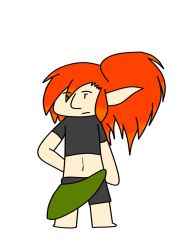  elf highres midriff pointy_ears red_hair simple_background tagme  rating:Sensitive score:1 user:Dekuopa