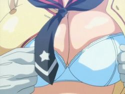 1girl animated animated_gif between_breasts bouncing_breasts bra bra_pull breasts close-up clothes_pull honoo_no_haramase large_breasts lowres necktie necktie_between_breasts nipples solo underwear undressing rating:Questionable score:56 user:AnonHater61
