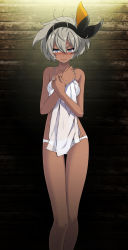 1girl absurdres against_wall bare_arms bare_legs bare_shoulders bea_(pokemon) black_bow black_hairband blue_eyes blush bow bow_hairband bra closed_mouth collarbone creatures_(company) crying crying_with_eyes_open dark-skinned_female dark_skin frown game_freak groin hair_between_eyes hair_bow hairband highres holding indoors long_hair messy_hair nintendo panties pokemon pokemon_swsh silver_hair solo sweatdrop tears thigh_gap tsukishiro_saika underwear underwear_only v-shaped_eyebrows white_bra white_panties wooden_wall rating:Sensitive score:47 user:danbooru