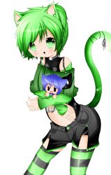  animal_ears cat_ears deviantart green_eyes green_hair highres neko_mimi ponytail shota trap tsuuba-chan tsuubasa  rating:Sensitive score:6 user:Tsuubasa