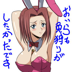 00s 1girl animal_ears areola_slip armpits between_breasts bow bowtie breasts cleavage code_geass detached_collar fake_animal_ears kouzuki_kallen large_breasts leotard playboy_bunny rabbit_ears red_bow red_bowtie red_hair short_hair solo rating:Questionable score:8 user:danbooru
