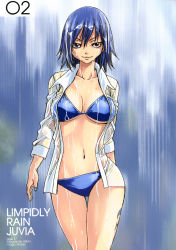00s 1girl bikini blue_bikini blue_hair breasts cleavage curvy fairy_tail highres hip_focus juvia_lockser large_breasts looking_at_viewer mashima_hiro nail_polish navel official_art open_clothes open_shirt shirt short_hair smile solo swimsuit thigh_gap underboob wet wet_clothes wet_hair wide_hips rating:Sensitive score:110 user:danbooru