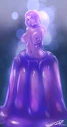  1girl absurdres artist_request breasts female_focus gradient_background highres large_breasts looking_at_viewer monster_girl purple_theme solo  rating:Sensitive score:3 user:ThoughtfulThorn