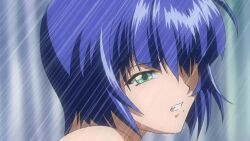  00s 1girl animated ass blue_hair breasts green_eyes ikkitousen ikkitousen_dragon_destiny large_breasts navel nude ryomou_shimei showering sound tagme video wet wince 
