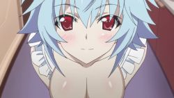 10s 1girl animated animated_gif anime_screenshot apron blue_hair blush bouncing_breasts breasts cleavage infinite_stratos large_breasts leaning_forward looking_at_viewer naked_apron one_eye_closed out-of-frame_censoring out_of_frame red_eyes sarashiki_tatenashi short_hair smile solo upper_body wink rating:Questionable score:70 user:lkuroi