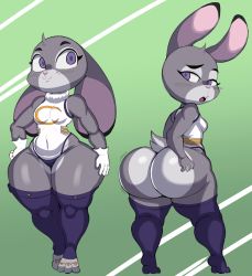  1girl animal_ears ass blush boku_no_hero_academia breasts rabbit cosplay covered_navel curvy furry furry_female gloves hand_on_own_hip highres huge_ass judy_hopps leotard mirko mirko_(cosplay) open_mouth purple-yoshi-draws purple_eyes rabbit_ears rabbit_tail smile solo tail thick_thighs thighhighs thighs wide_hips zootopia  rating:Questionable score:95 user:JustHere4Butts