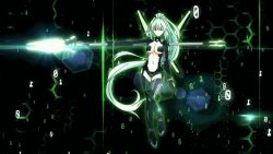 10s 1girl animated animated_gif ass breasts green_hair green_heart_(neptunia) large_breasts long_hair lowres neptune_(series) polearm ponytail purple_eyes solo spear vert_(neptunia) weapon  rating:Sensitive score:24 user:nisemono