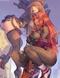  2girls ammunition ass assault_rifle breasts brown_hair cutesexyrobutts explosive goddess_of_victory:_nikke grenade grenade_cartridge grenade_launcher gun large-caliber_cartridge large_breasts looking_at_viewer multiple_girls rapi_(nikke) red_hair rifle submachine_gun tagme thick_thighs thighs underbarrel_grenade_launcher volume_(nikke) weapon  rating:Questionable score:101 user:Angelothebaws