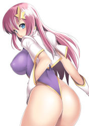 00s 1girl arm_behind_back ass blue_eyes blush breasts capelet covered_erect_nipples gloves gundam gundam_seed gundam_seed_destiny hair_between_eyes hair_ornament hand_on_own_hip highleg highleg_leotard large_breasts leotard long_hair looking_at_viewer looking_back meer_campbell nagase_haruhito parted_lips pink_hair simple_background skin_tight solo star_(symbol) star_hair_ornament surprised thong_leotard very_long_hair wedgie white_background wide_hips rating:Questionable score:107 user:danbooru