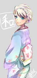  1girl blonde_hair blue_eyes elsa_(frozen) frozen_(disney) highres japanese_clothes kimono  rating:Sensitive score:5 user:LadiesLoveKorrasami