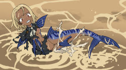  00s 1girl blonde_hair blush branzent breasts brown_eyes dark_skin fins fish flcl kitsurubami looking_at_viewer mermaid military military_uniform monster_girl nipples pain partially_submerged pussy torn_clothes transformation uniform water  rating:Explicit score:14 user:Ubiquitor