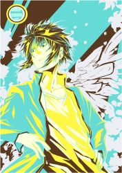  00s 1boy bad_id bad_pixiv_id dandyman-girl gakuran limited_palette male_focus narumi_ayumu school_uniform sidelocks solo spiral_(manga) wings 